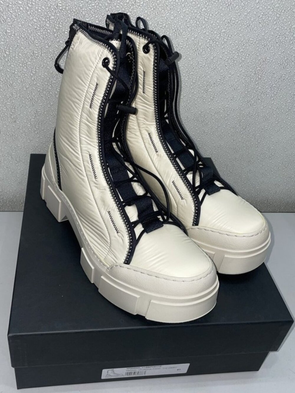 NEW Vic Matie Cream And Black Combat Boot Women's US 11